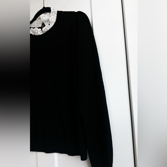 Veronica Beard Levina Sweater Black Women Ruffle Collar Pullover Top Size L - Picture 7 of 11